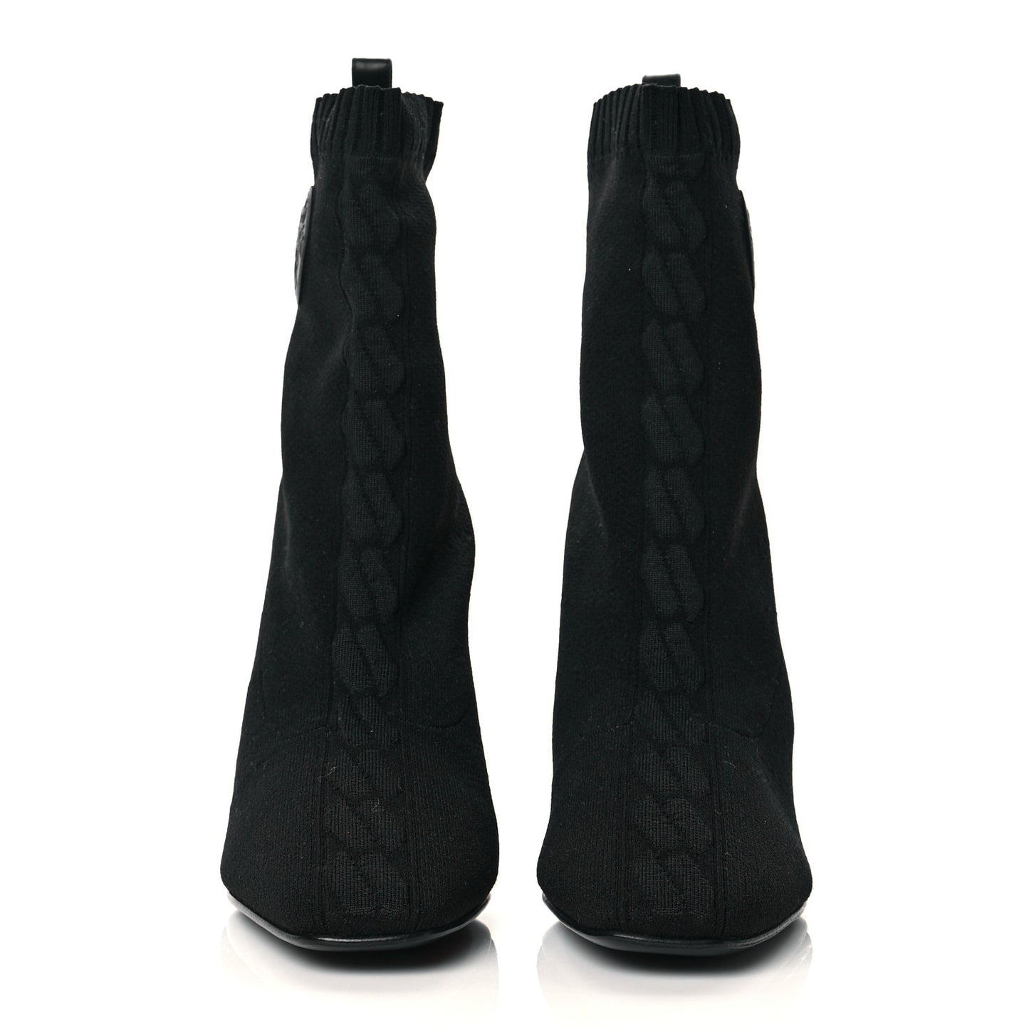 Knit Calfskin Volver Ankle Boots 38.5 Black
