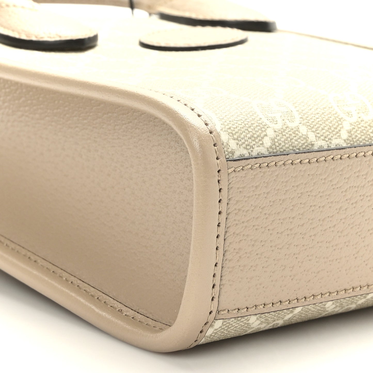 GG Supreme Monogram Textured Dollar Calfskin Mini Retro Interlocking G Tote Bag Beige Mystic White Oatmeal