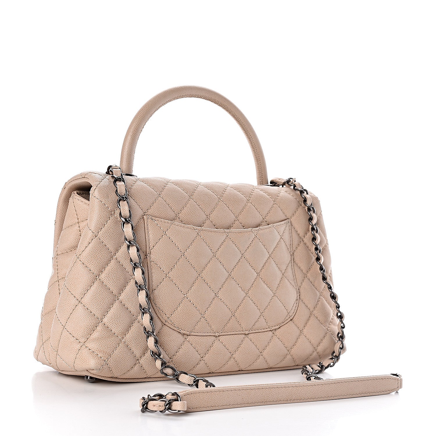 Chanel Caviar Quilted Small Coco Handle Flap Light Beige 3 of 11