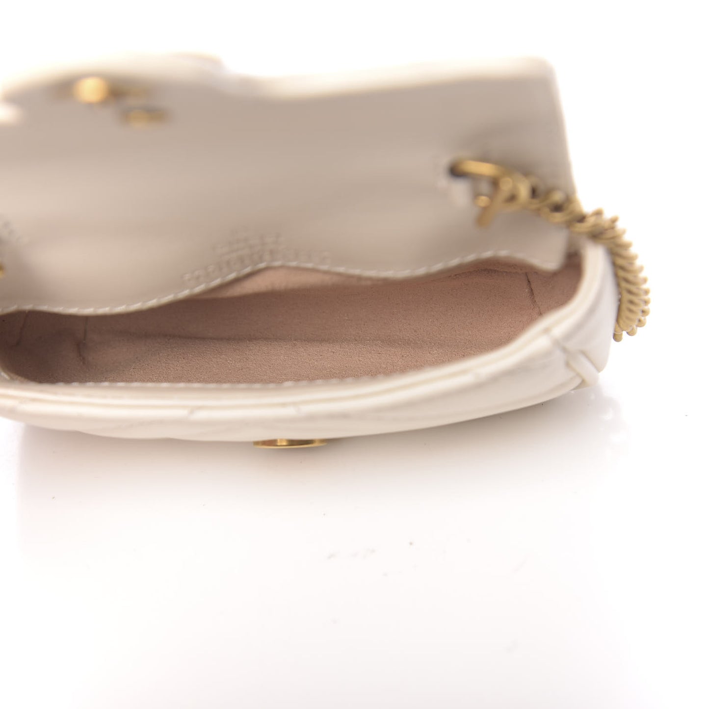 Calfskin Matelasse Heart GG Marmont 2.0 Coin Purse On A Chain Mystic White