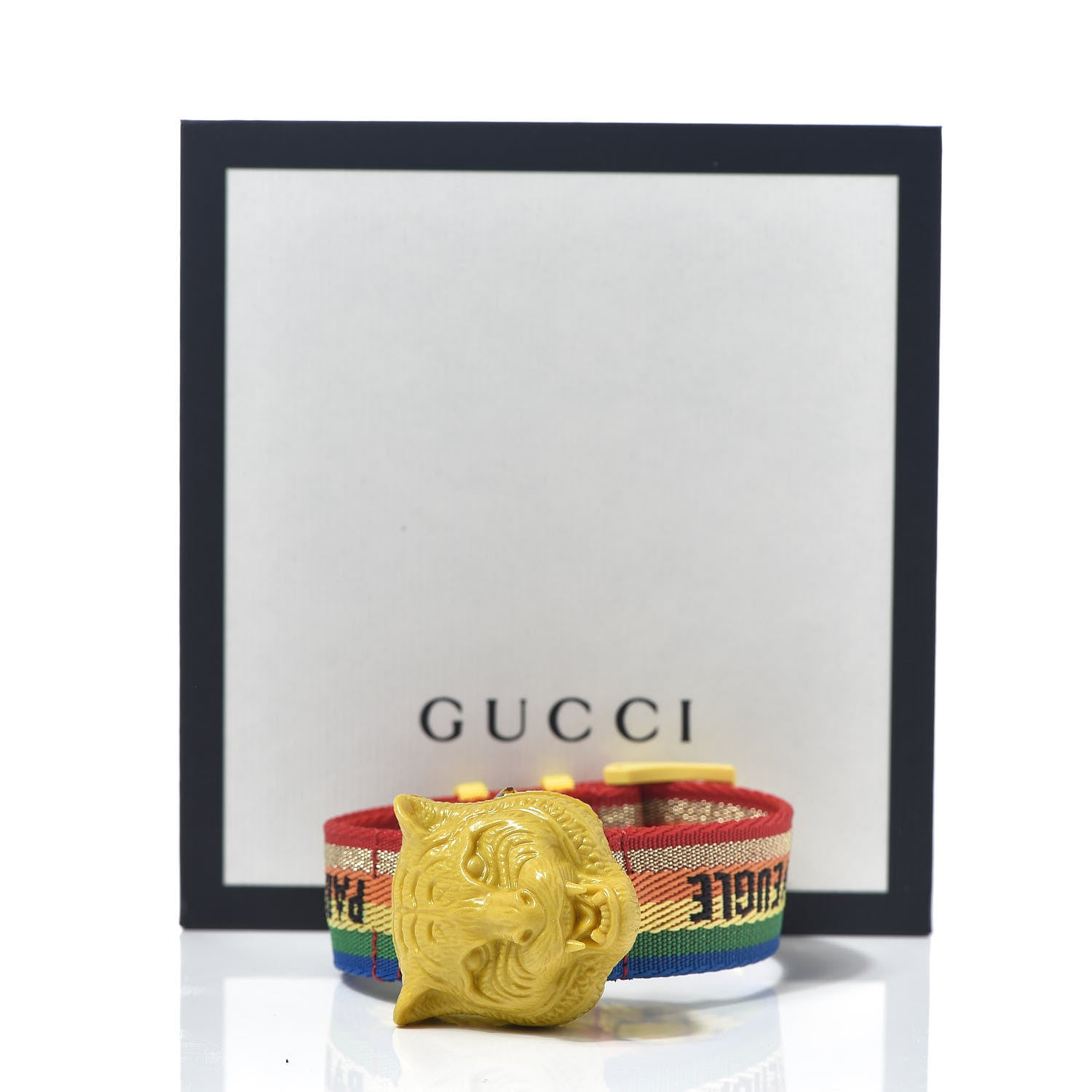 Gucci Stainless Steel Nylon 32mm Le Marche Des Merveilles Tiger Quartz Watch Yellow 7 of 7