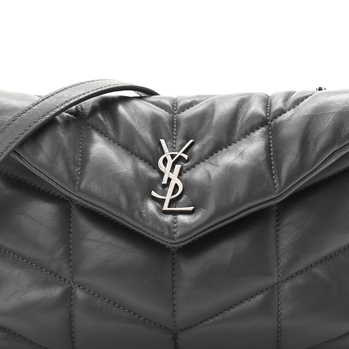 Lambskin Quilted Toy Loulou Puffer Monogram Chain Satchel Storm