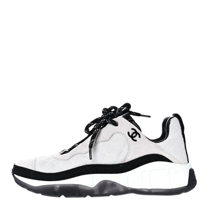 Chanel Mesh Suede Calfskin Quilted Sneakers 38 White Ivory 1 of 12