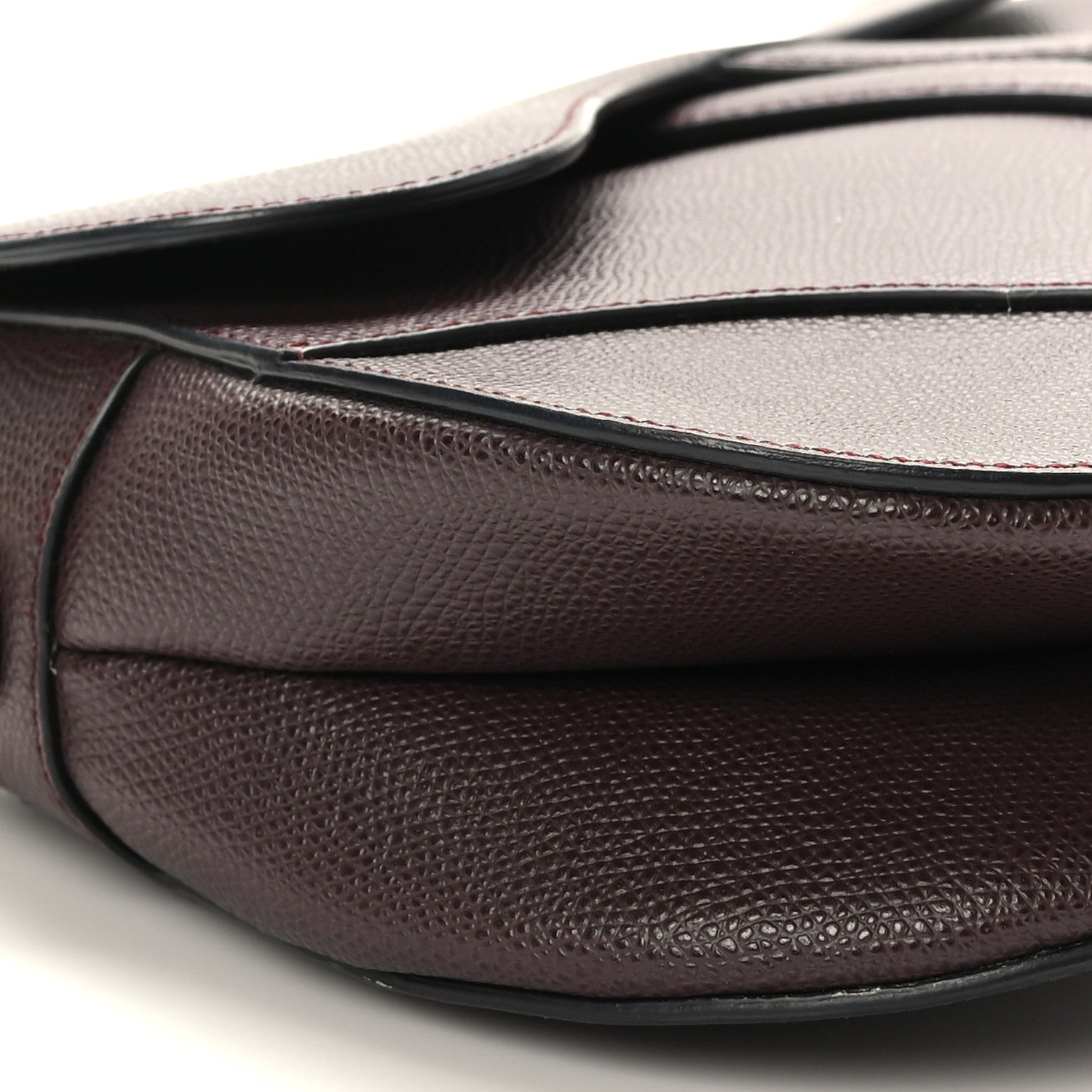 Christian Dior Grained Calfskin Saddle Bag Burgundy 8 of 9