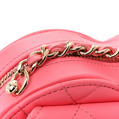 Chanel Lambskin Quilted CC In Love Heart Clutch With Chain Pink 13 of 13