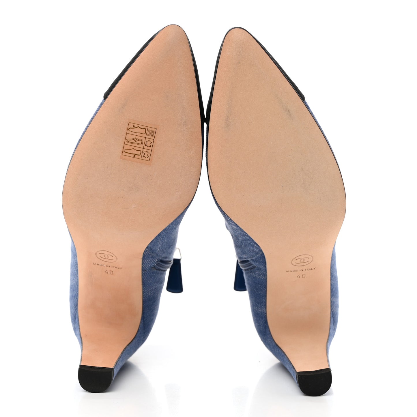 Denim Grosgrain Cap Toe Short Boots 40 Blue