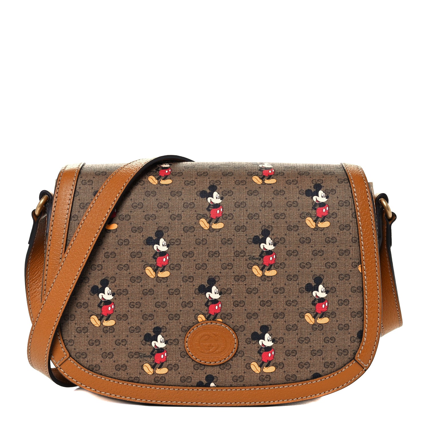 Gucci X DISNEY Mini Vintage GG Supreme Monogram Mickey Mouse Small Flap Messenger Bag Beige Vintage Sun Oil 1 of 11