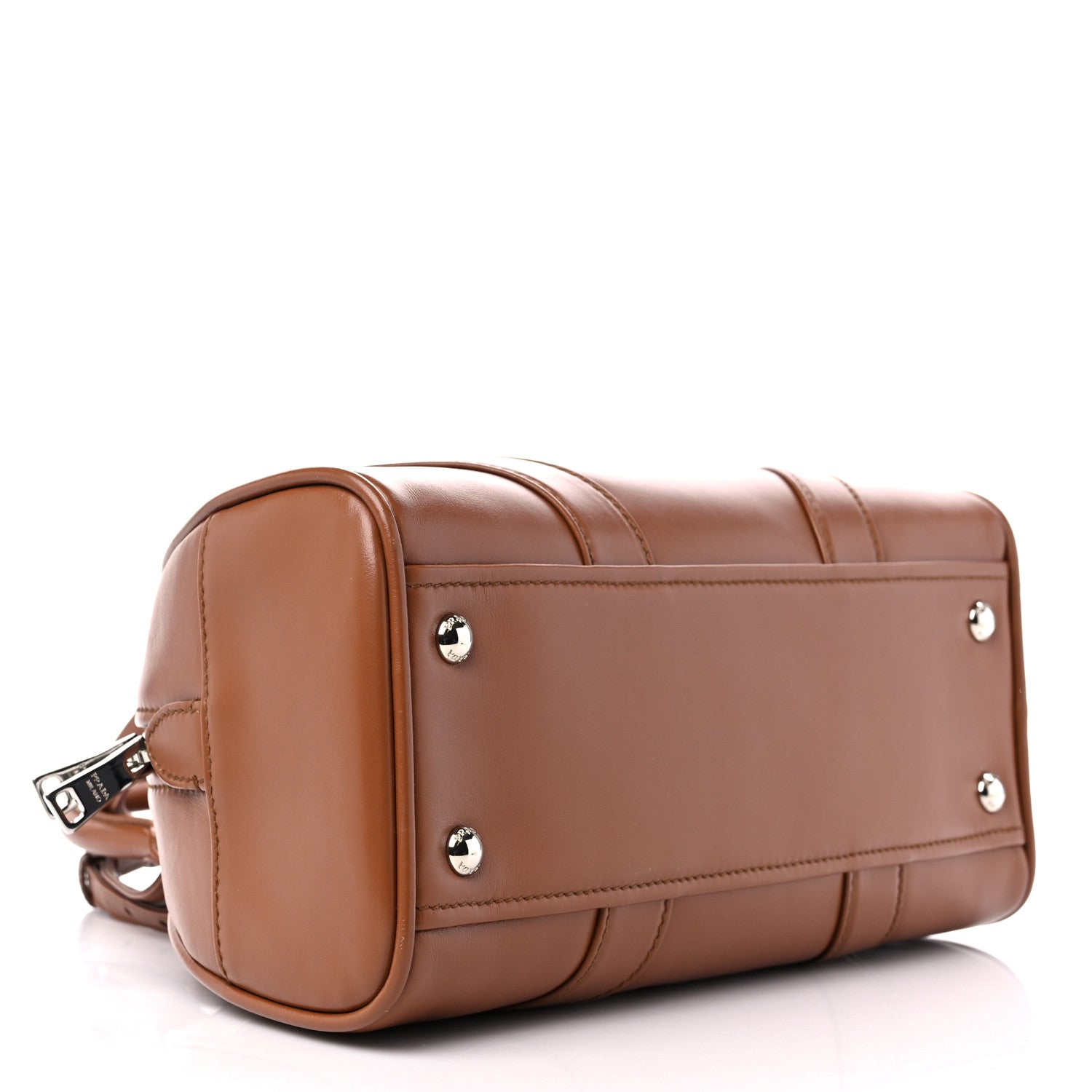 Prada Soft Calfskin Monochrome Bowling Bag Cognac 4 of 11
