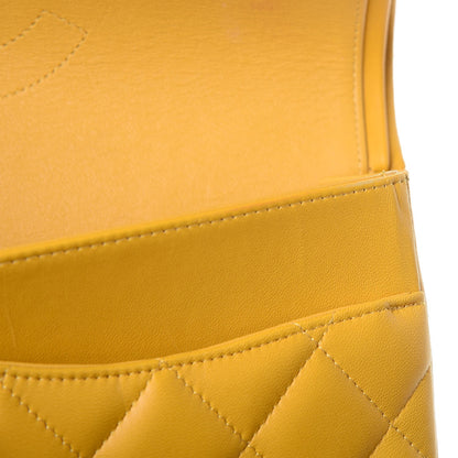 Chanel Lambskin Quilted Jumbo Double Flap Yellow 11 of 12