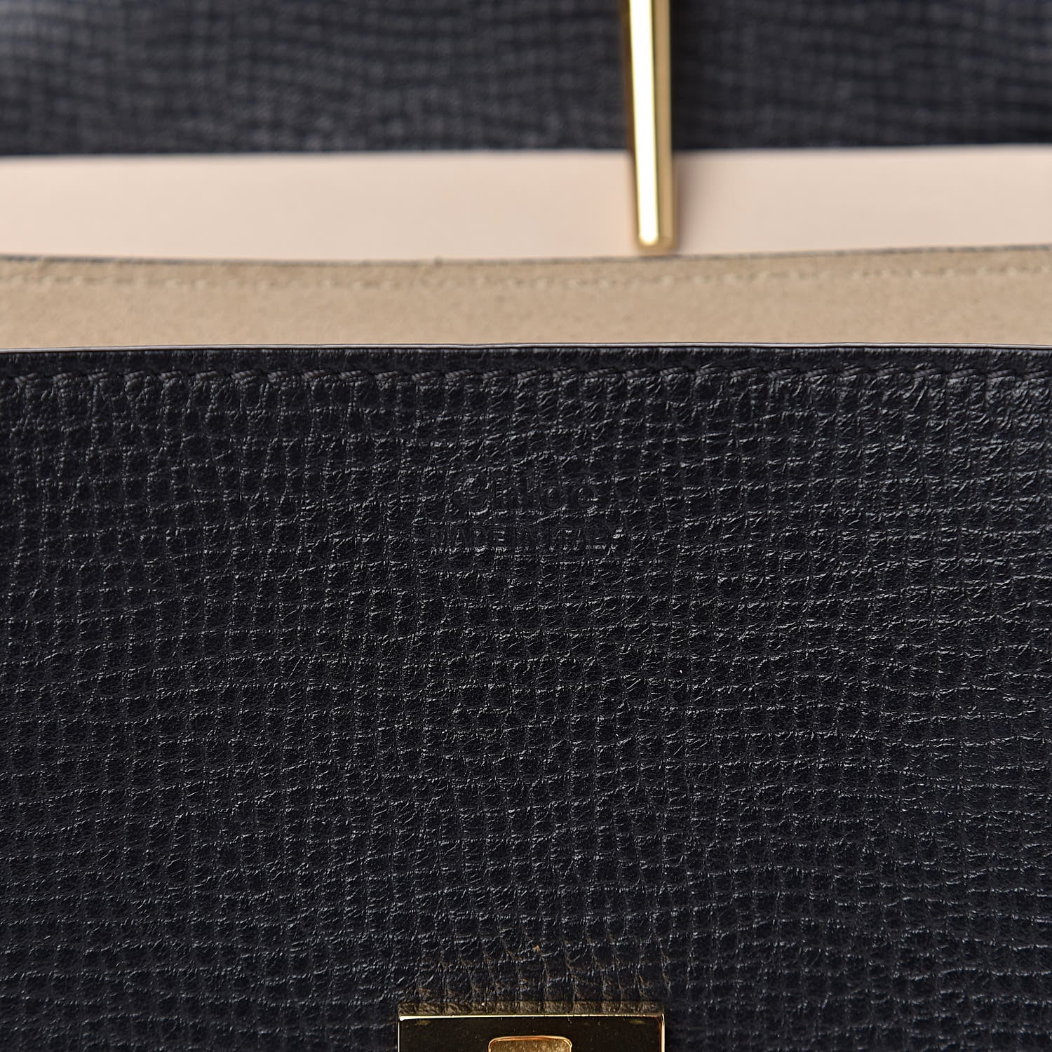 Chloe Grained Calfskin Lambskin Bi-Color Drew Shoulder Bag Black Powder Beige 6 of 9