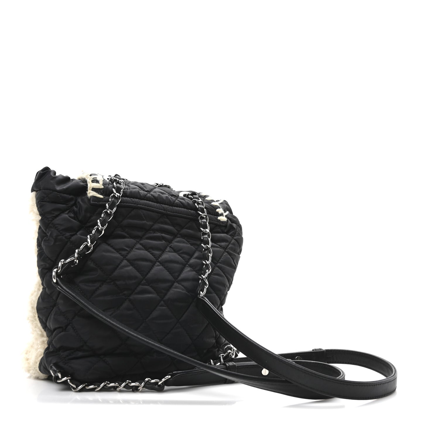 Wool Nylon Quilted Coco Neige Backpack Black Ecru