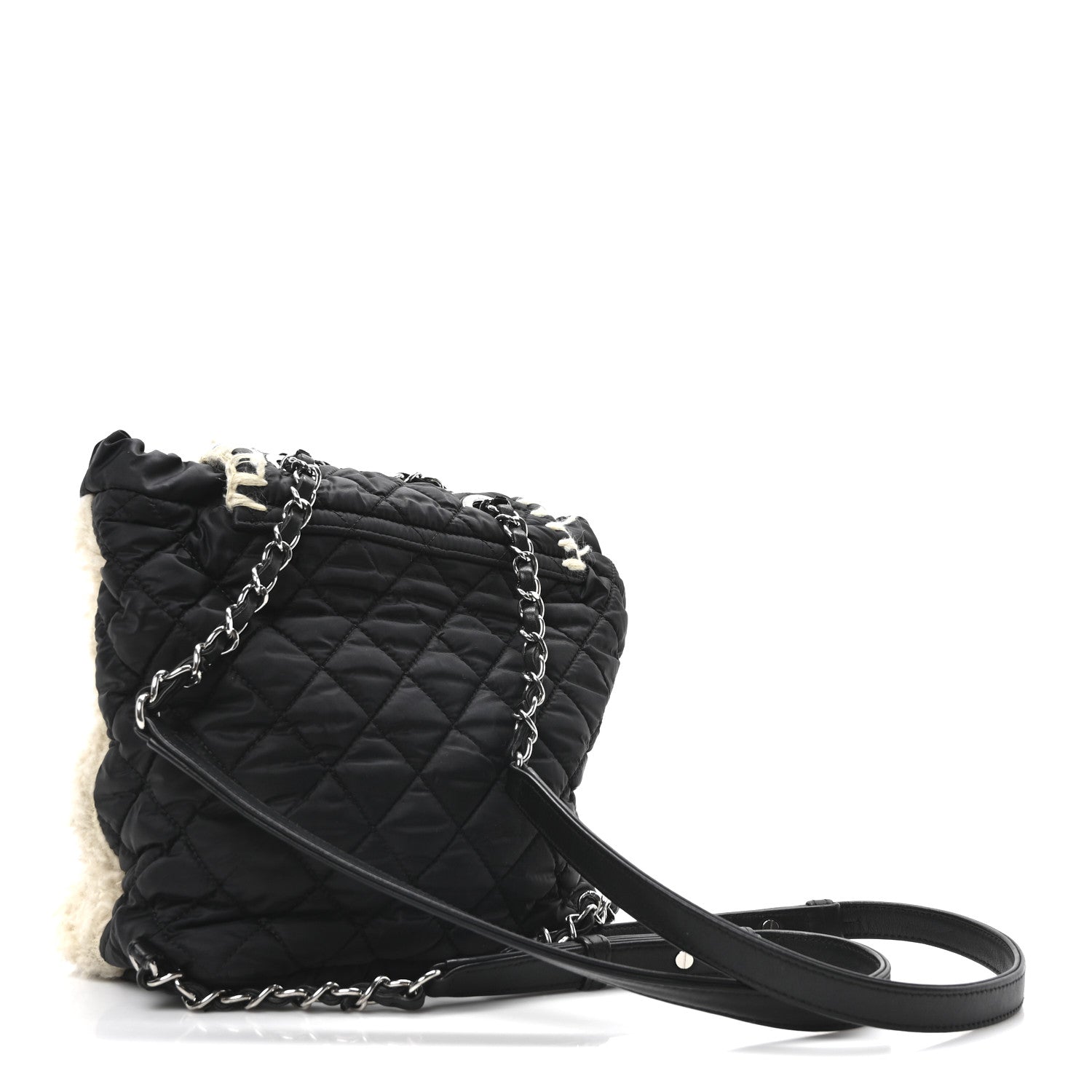 Chanel Wool Nylon Quilted Coco Neige Backpack Black Ecru 3 of 10