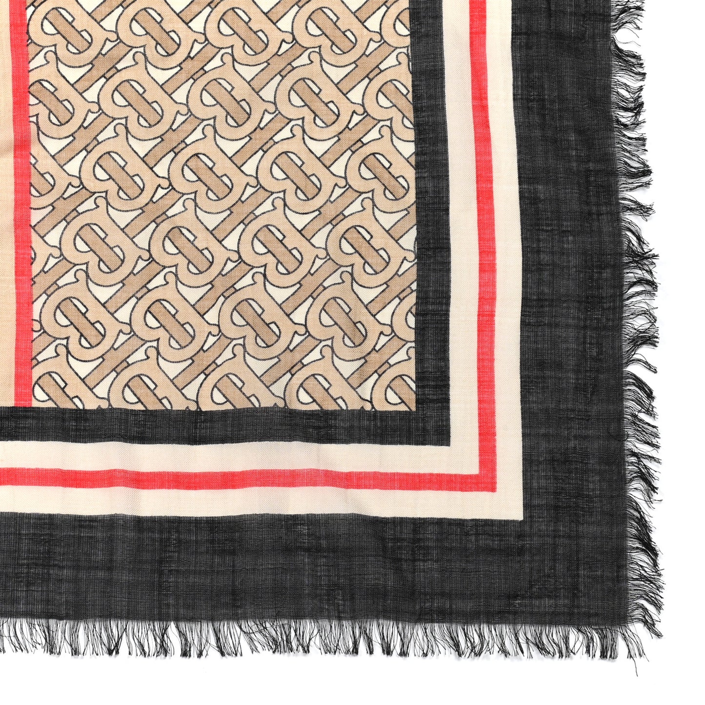 Wool Silk Monogram Icon Large Square Scarf Archive Beige