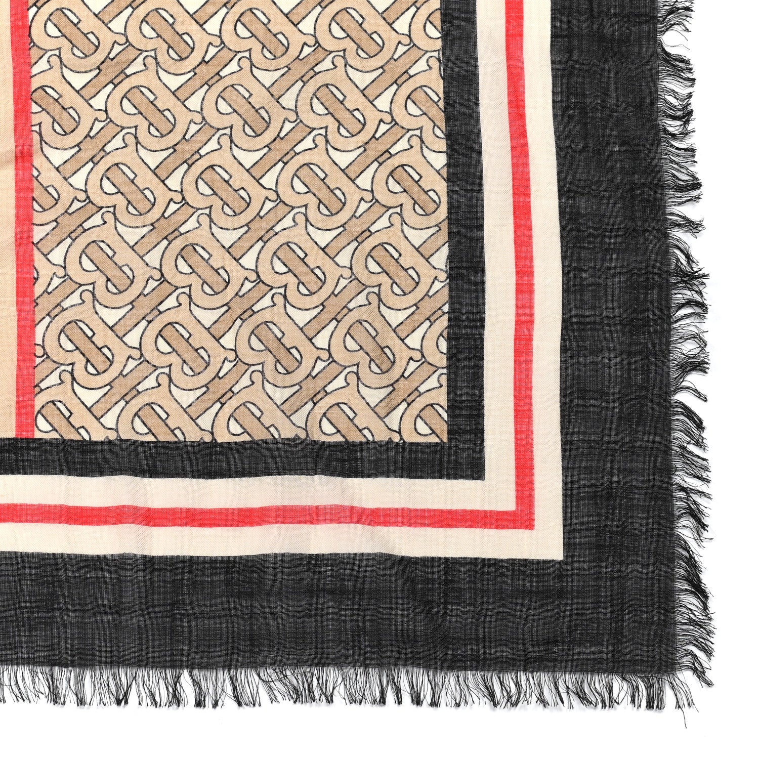 Burberry Wool Silk Monogram Icon Large Square Scarf Archive Beige 4 of 6