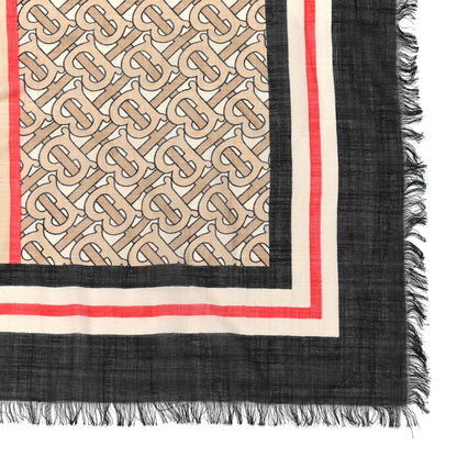 Burberry Wool Silk Monogram Icon Large Square Scarf Archive Beige 4 of 6