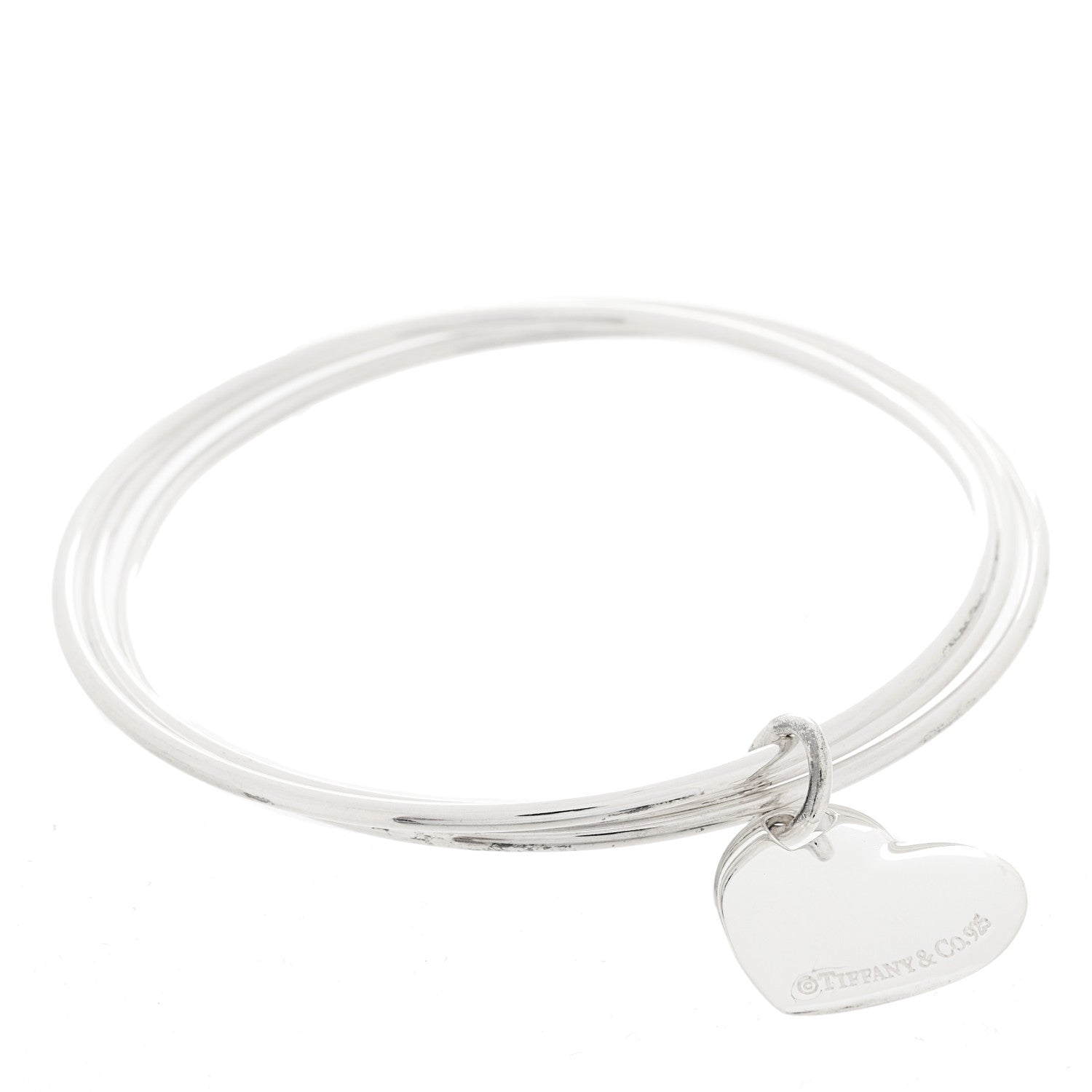 Tiffany Sterling Silver Heart Triple Bangle Bracelet 1 of 3