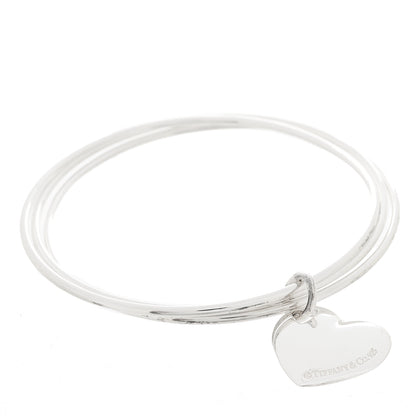 Tiffany Sterling Silver Heart Triple Bangle Bracelet 1 of 3