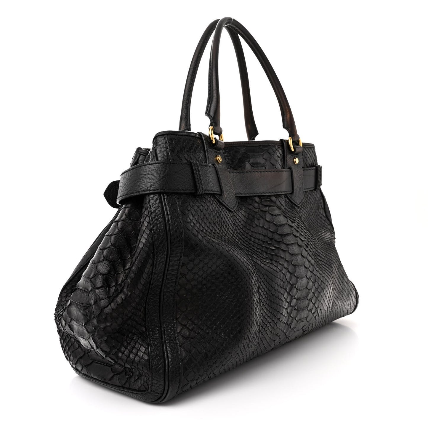 Snakeskin Large GG Running Tote Black