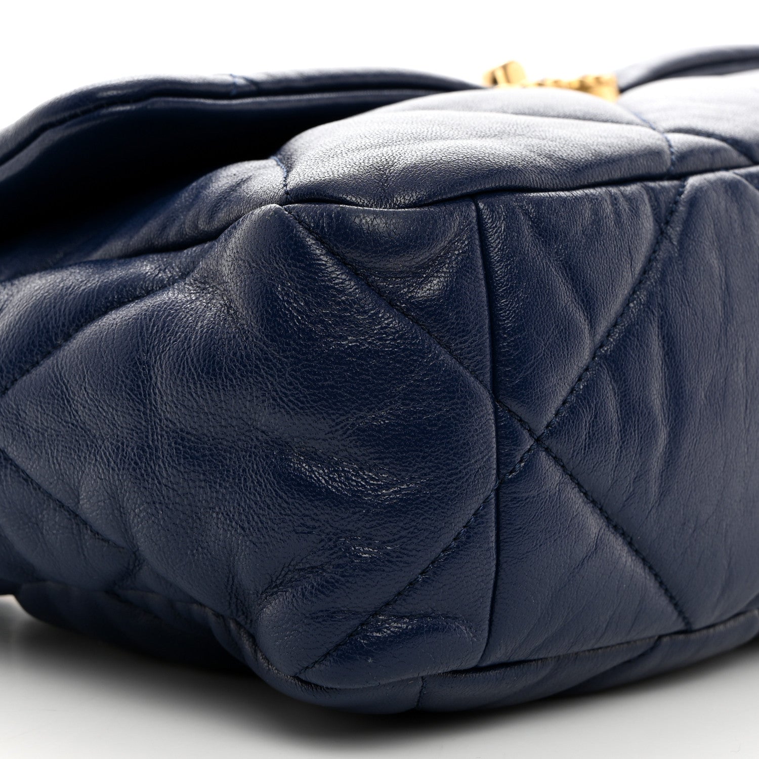 Chanel Goatskin Quilted Large Chanel 19 Flap Navy Blue 9 of 10