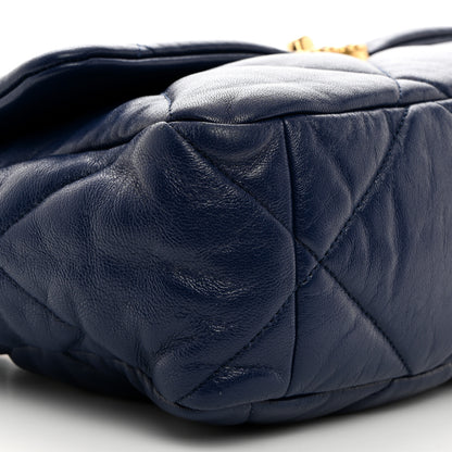 Chanel Goatskin Quilted Large Chanel 19 Flap Navy Blue 9 of 10