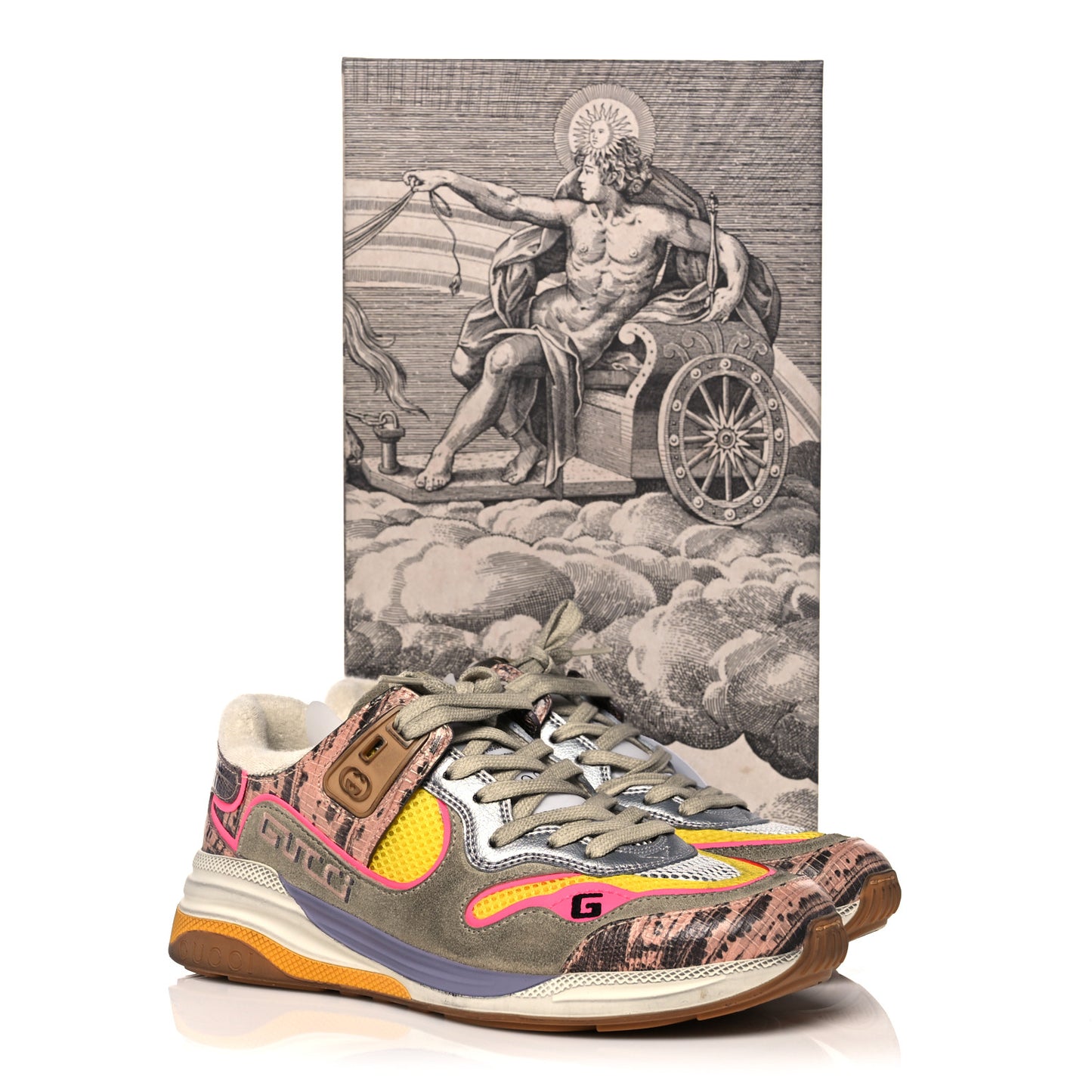 Suede Calfskin Tejus Printed Womens Ultrapace Sneakers 37 Pink Silver Oatmeal Yolk