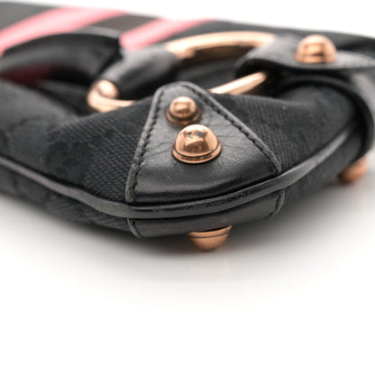 Gucci Monogram Horsebit Web Clutch Black 10 of 14