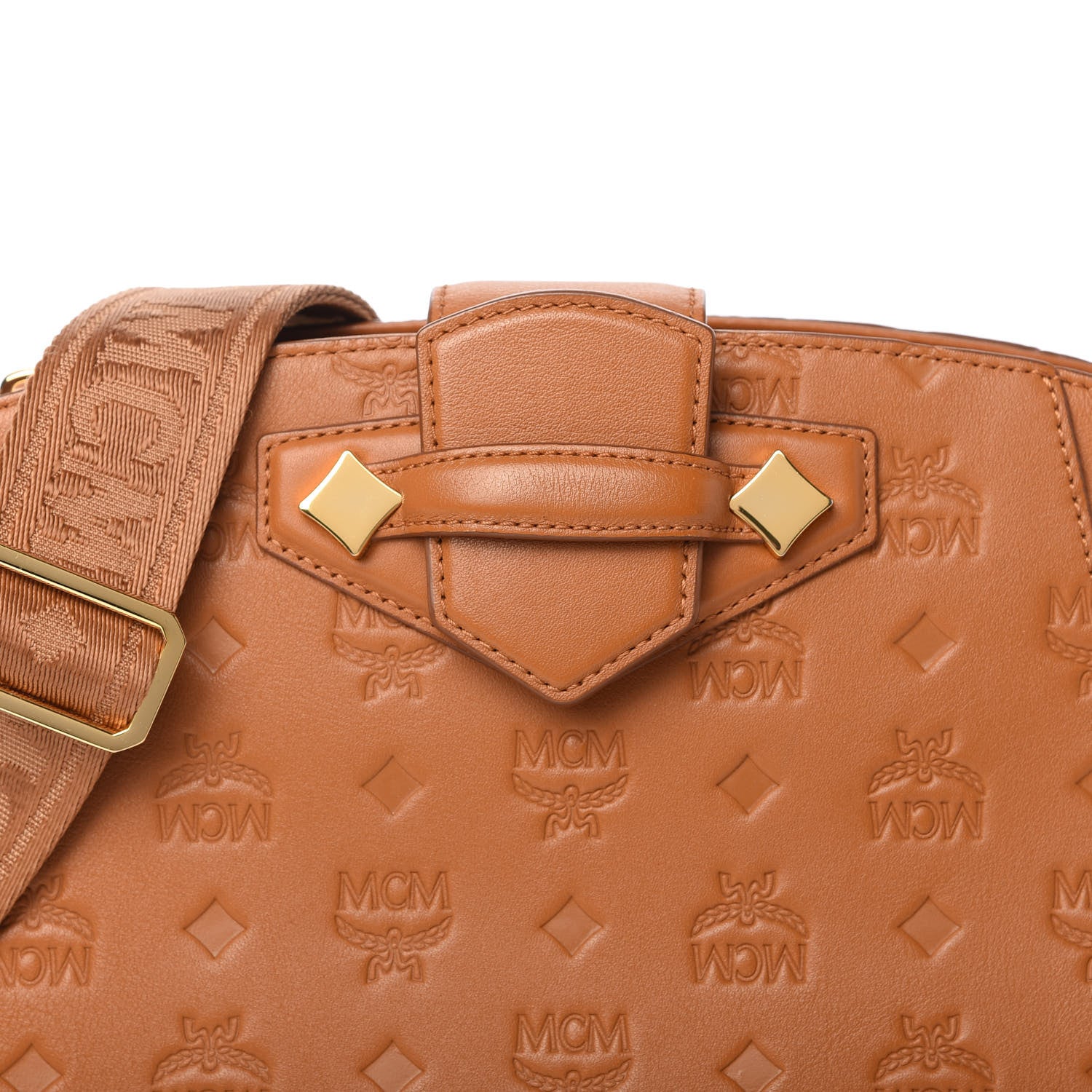 MCM Calfskin Ottomar Essential Crossbody Bag Cognac 9 of 10