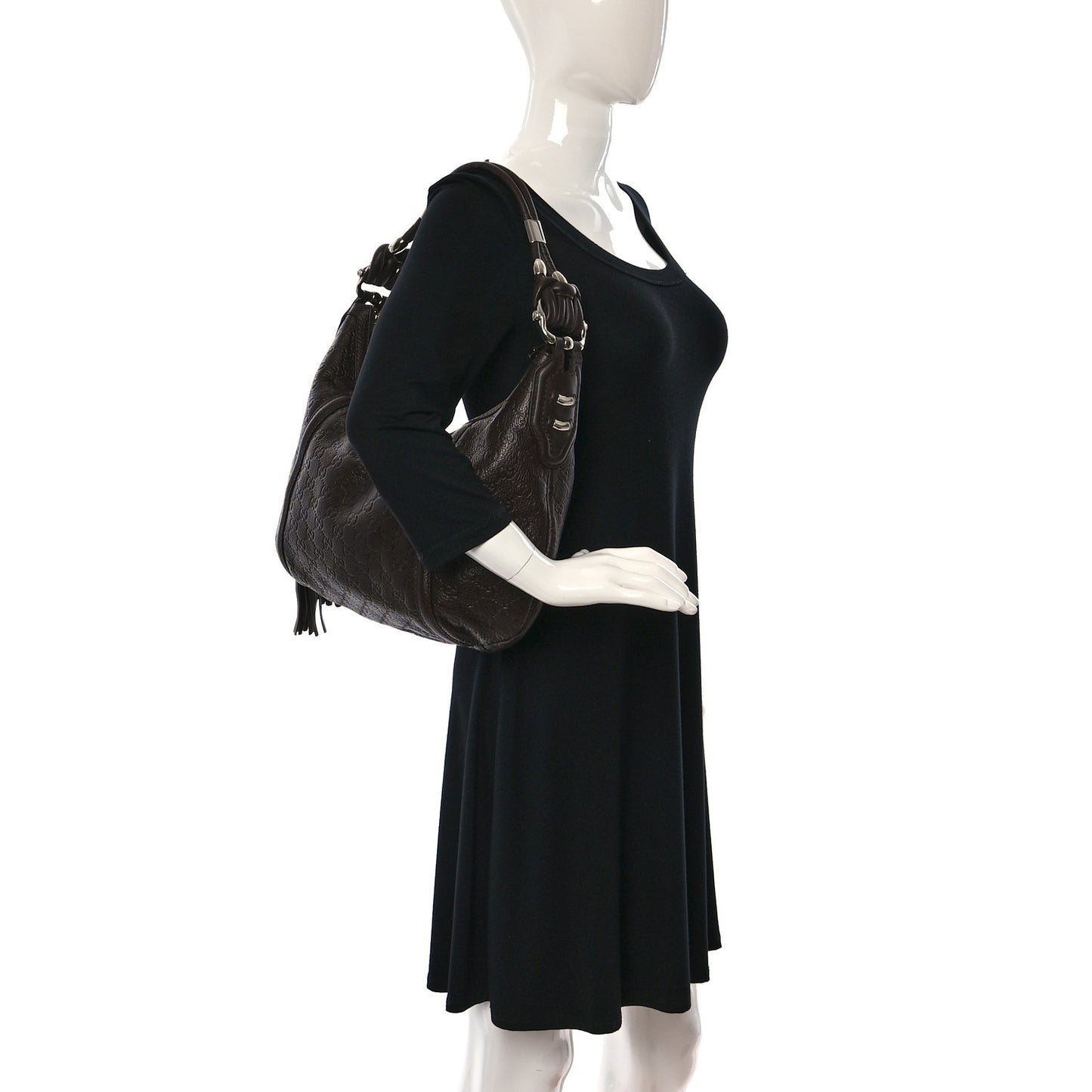 Guccissima Medium Techno Horsebit Hobo Brown