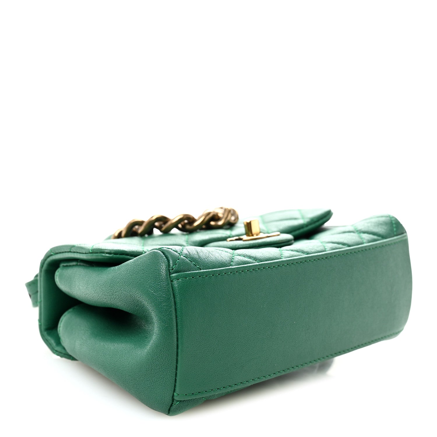 Chanel Shiny Sheepskin Quilted Mini Trapezio Flap Green 4 of 11