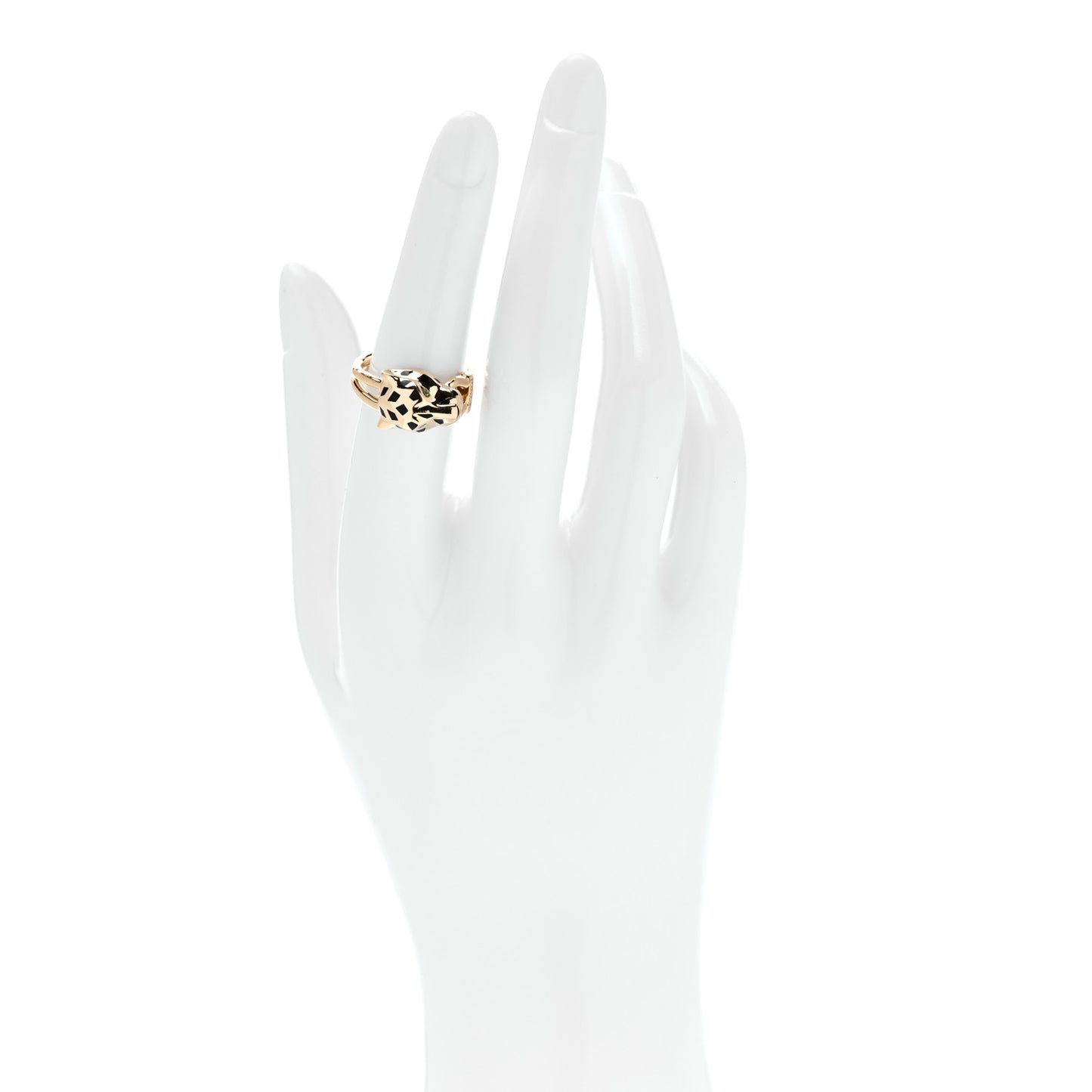 18K Yellow Gold Diamond Tsavorite Garnet Black Onyx Panthere de Cartier Ring 52 6