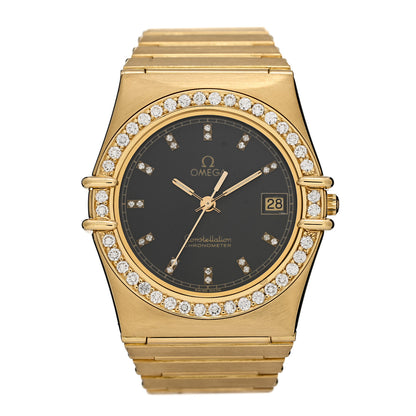 Omega 18K Yellow Gold Diamond 35mm Constellation Quartz Watch Brown 498.0017 1 of 6