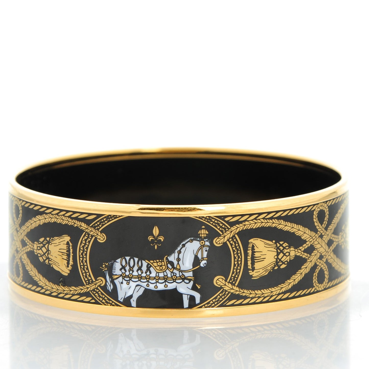 Enamel Printed Wide Grand Apparat Bracelet 65 Black