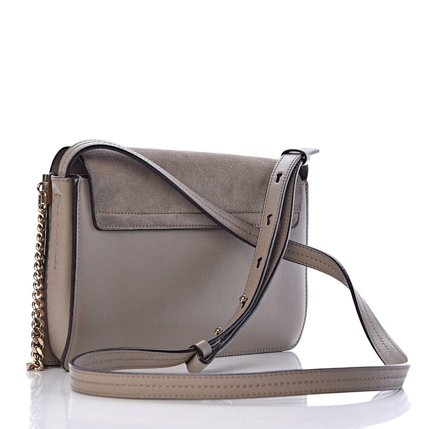 Suede Calfskin Small Faye Shoulder Bag Motty Grey