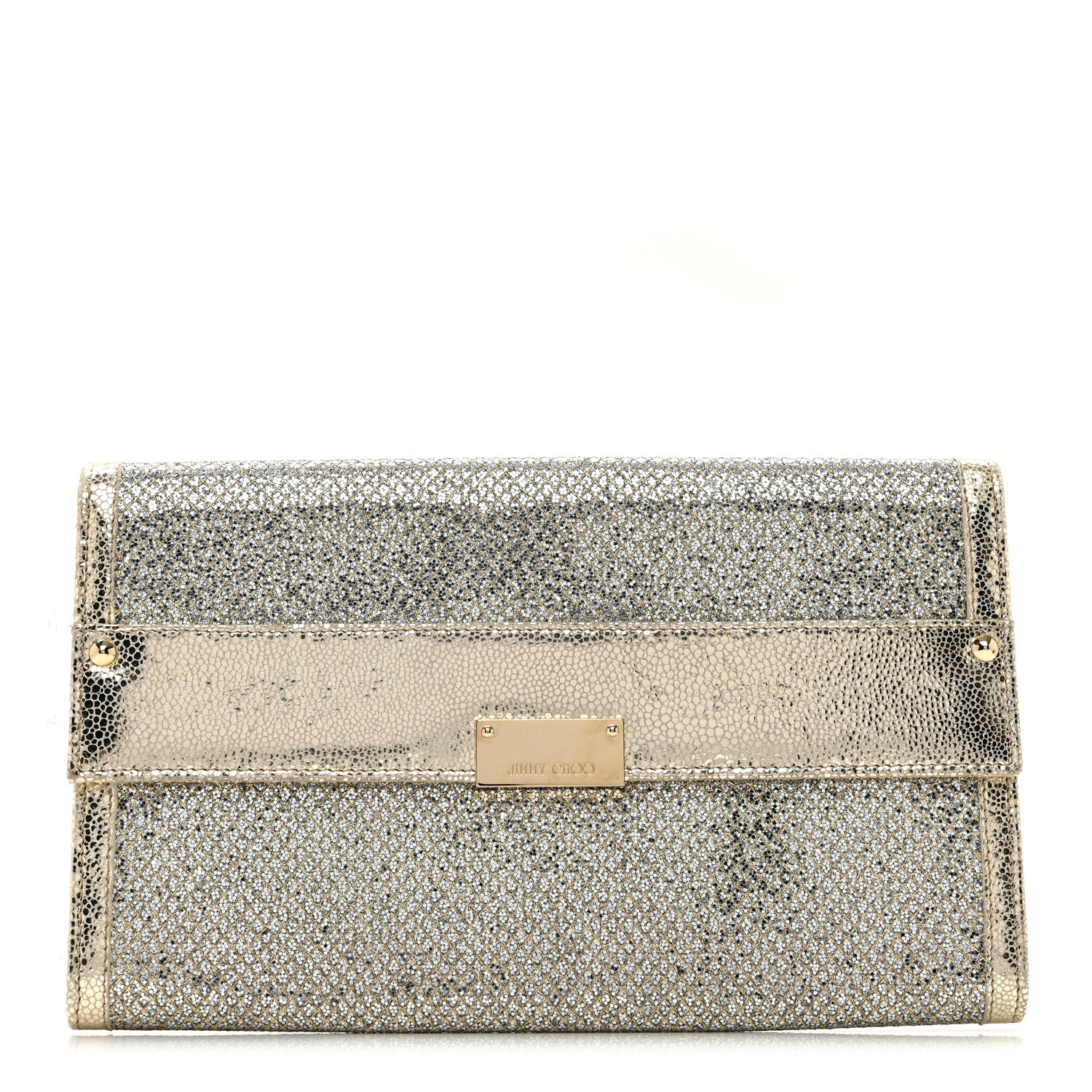 Jimmy Choo Glitter Fabric Reese Clutch Wallet Metallic 1 of 7