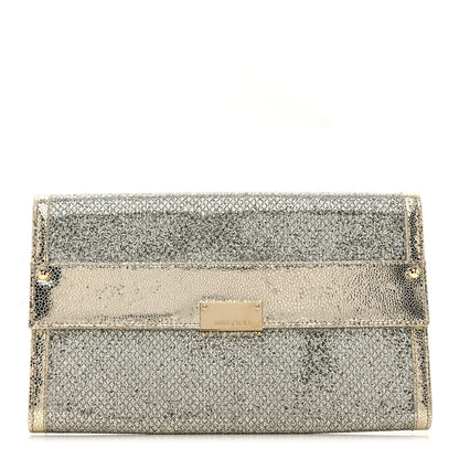 Jimmy Choo Glitter Fabric Reese Clutch Wallet Metallic 1 of 7
