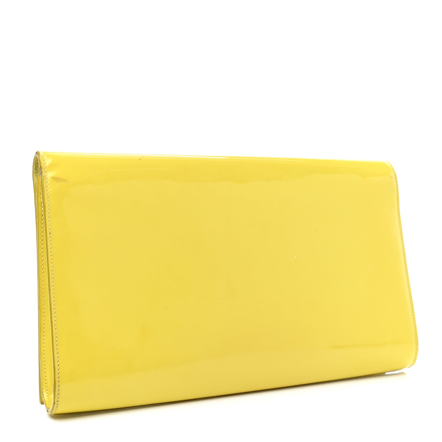 Patent Calfskin Monogram Large Belle De Jour Clutch Yellow