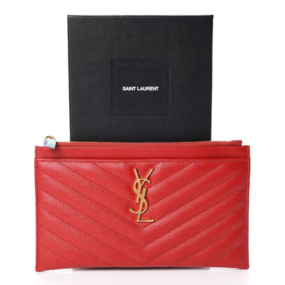 Saint Laurent Grain De Poudre Chevron Monogram Bill Pouch Bandana Red 8 of 8
