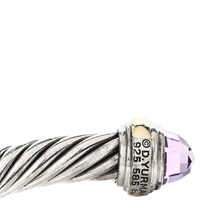 David Yurman Sterling Silver 14K Yellow Gold Amethyst 7mm Cable Classics Bracelet 3 of 3