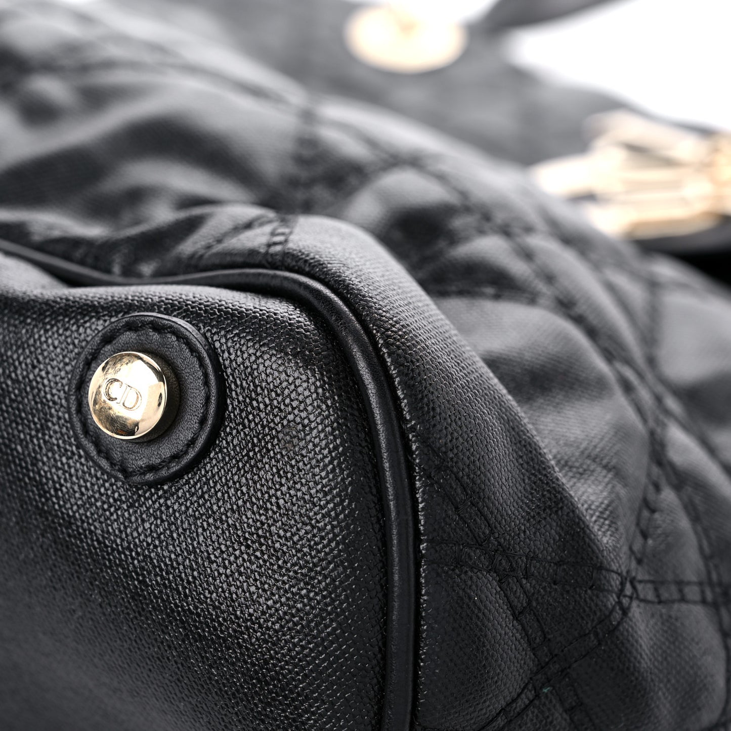 Coated Canvas Cannage Large Dior Soft Shopping Tote Black