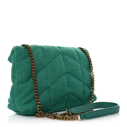 Saint Laurent Canvas Quilted Toy Loulou Puffer Monogram Chain Satchel Basil 3 of 10