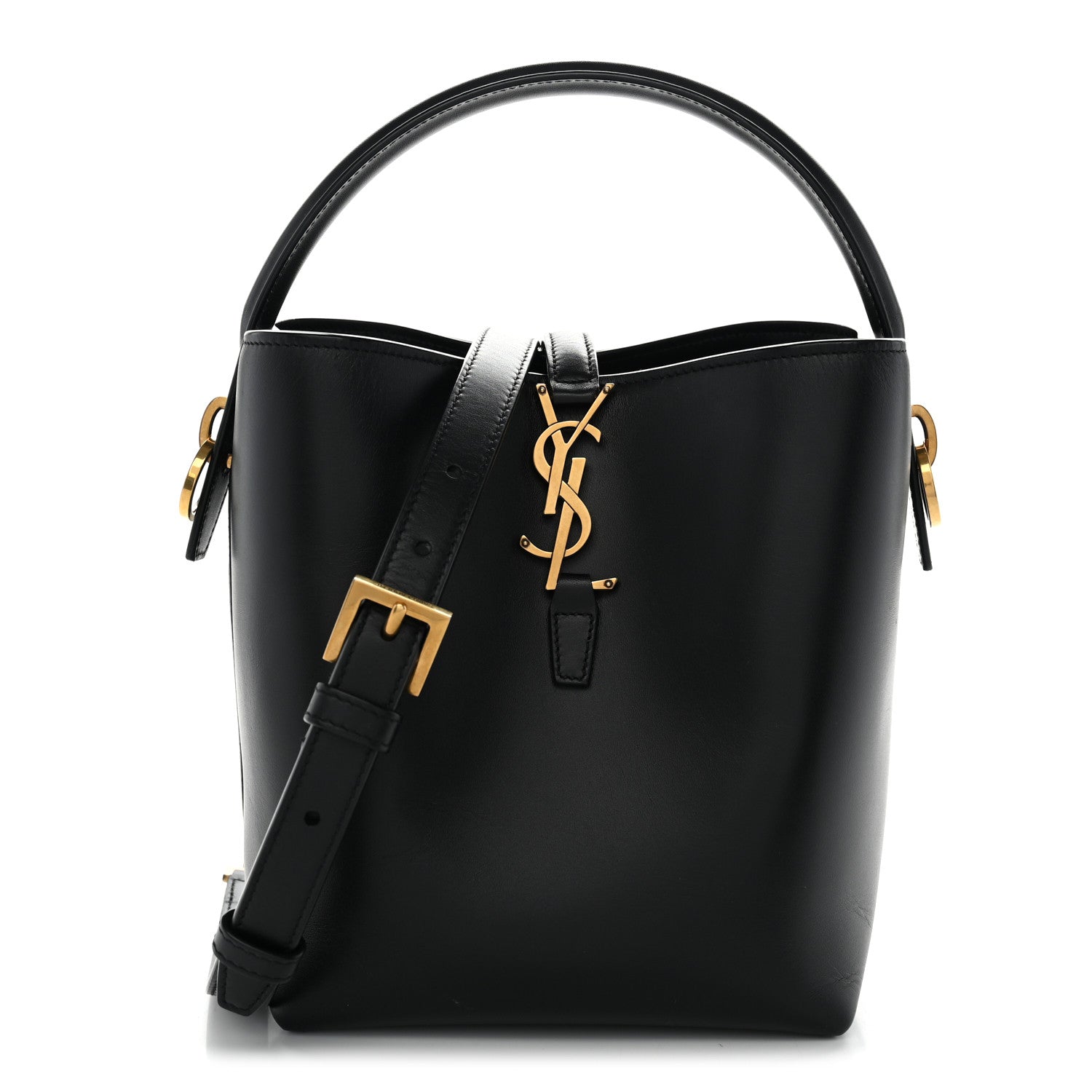 Saint Laurent Shiny Calfskin Le 37 Small Bucket Bag Black 1 of 10