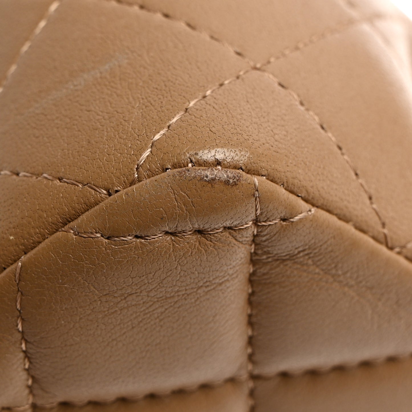 Lambskin Quilted Mini Metal Top Handle Rectangular Flap Beige
