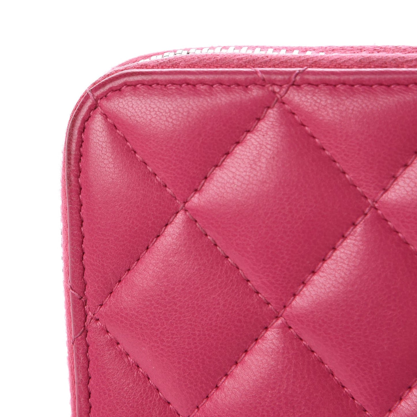 Lambskin Quilted Large Gusset Zip Around Wallet Pink