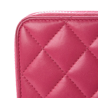 Chanel Lambskin Quilted Large Gusset Zip Around Wallet Pink 12 of 15