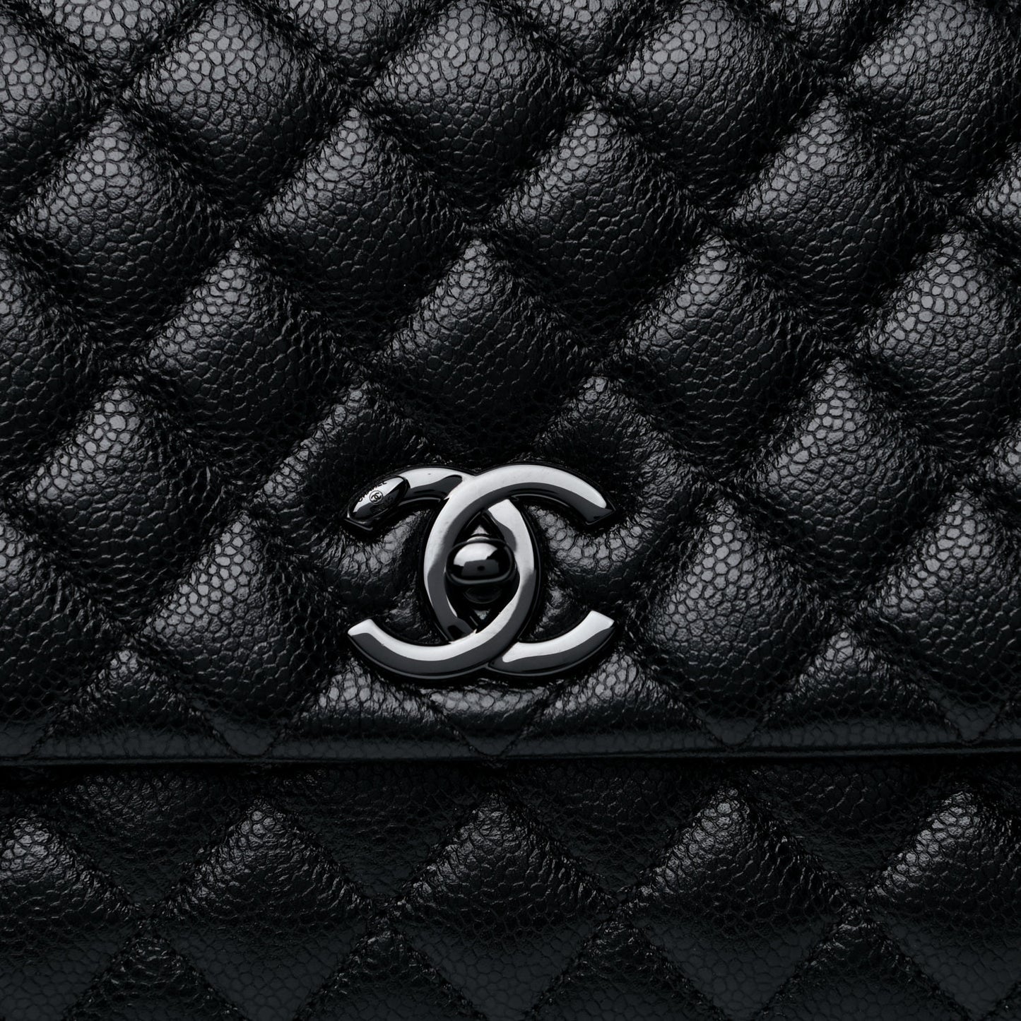 Caviar Quilted Small Coco Handle Flap So Black