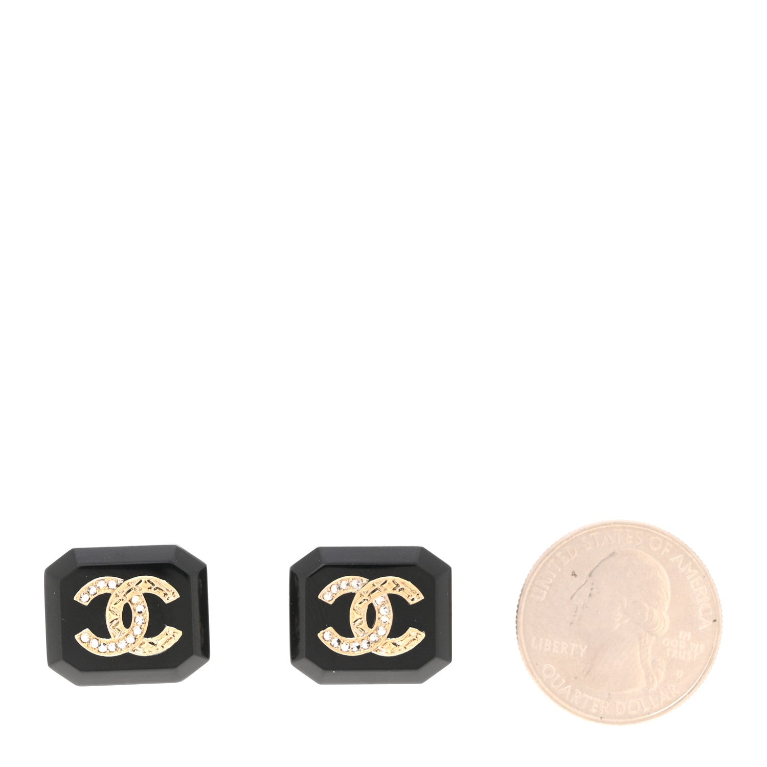 Chanel Enamel Strass CC Earrings Black 2 of 5