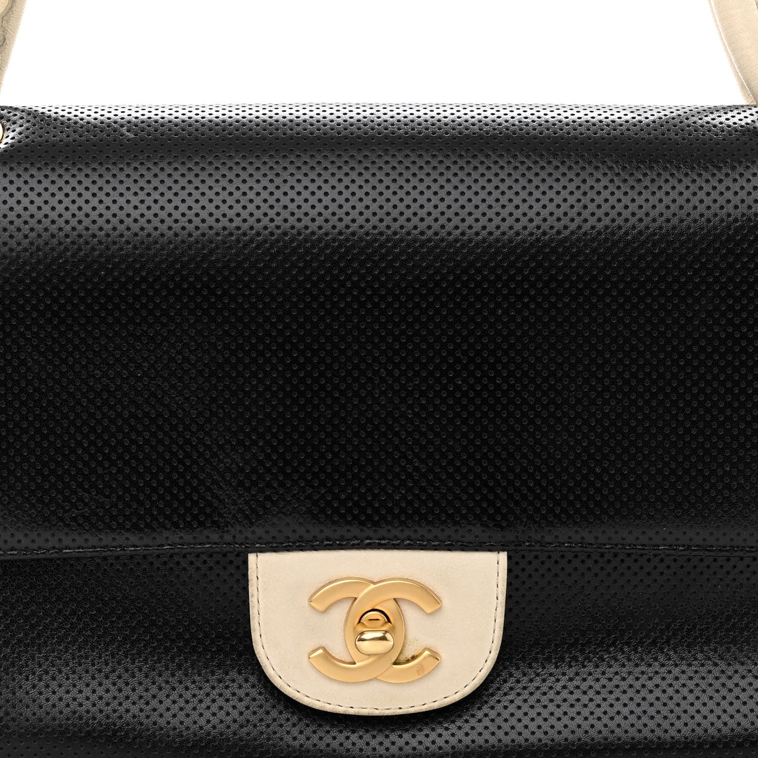 Chanel Lambskin Perforated Medium Single Flap Bag Black White 8 of 13