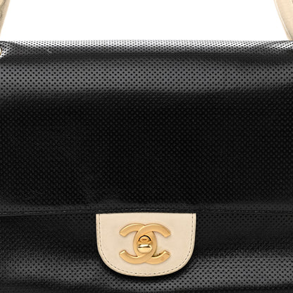 Chanel Lambskin Perforated Medium Single Flap Bag Black White 8 of 13