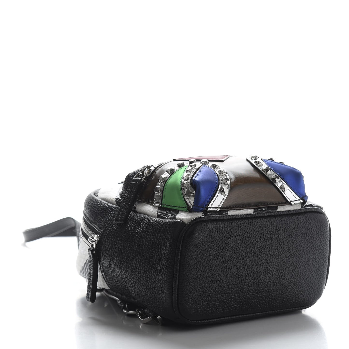 Calfskin Striped X-Mini Roboter Mixed-Media Backpack Black White Multicolor
