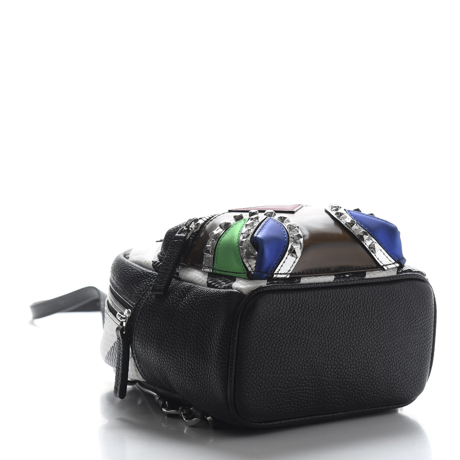 MCM Calfskin Striped X-Mini Roboter Mixed-Media Backpack Black White Multicolor 3 of 8
